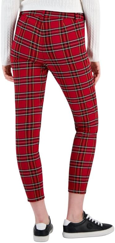 Tommy Hilfiger Women's Tartan Tribeca Ankle Pants (Red Multi, 10)