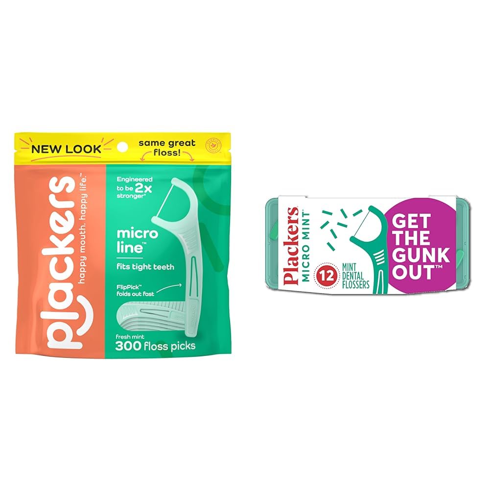 Plackers Micro Line Dental Floss Picks Fold-Out FlipPick Tuffloss Easy Storage Micro Mint Dental Floss Picks with Travel