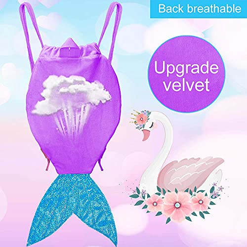 2PCS Mermaid Bag, Girls Drawstring Backpack, Kids gift Reversible Sequin Flip Color Change4