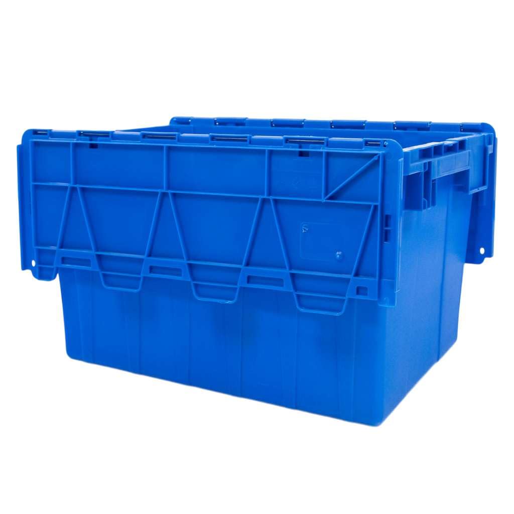 MEGA-M Pojemnik Kurierski Transportowy Gniazdowy 60 × 40 × 36 cm | Zamykany z Pokrywą, Nośność 20 kg, Sztaplowany, Plastikowy, Niebieski