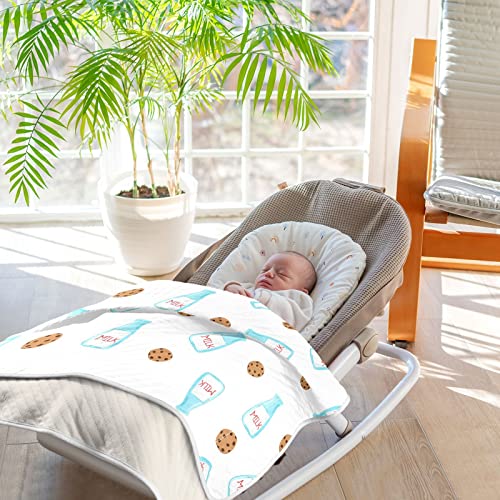Image of Swaddle Blanket Chocolate Cookies Milk Cotton for Infants, Receiving Lightweight Soft Swaddling for Crib, Stroller, Nursery, 30X40 in White