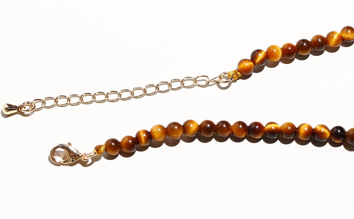 Simple Choker Necklace for Women Real Stone and Crystals Necklaces 4mm Beaded Choker Jewelry Meditation Gift for Women (16"+2") - Image 3