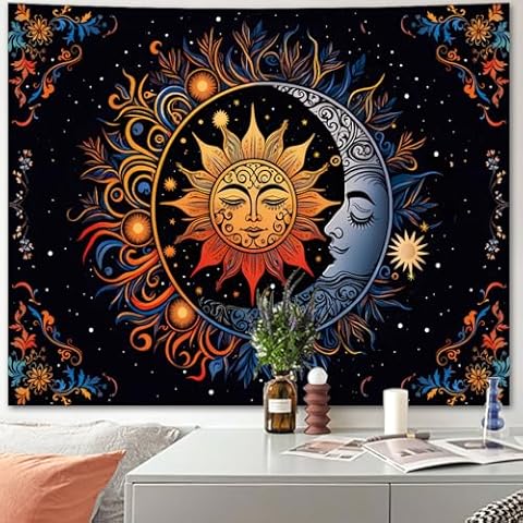 Apdidl Hippie Sun and Moon Tapestry Cover