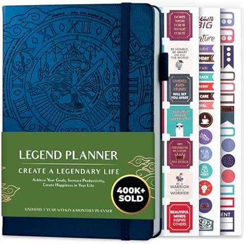 Legend Planner – Weekly & Monthly Life Planner to Hit Your Goals & Live Happier. Organizer Notebook & Productivity Journal. A5 (Mystic Blue) Cover