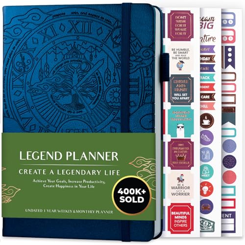 Legend Planner Undated, Weekly & Daily Goal Journal, A5 Mystic Blue Mystic Blue (Undated) A5 (5.5'' x 8.3'') image 1