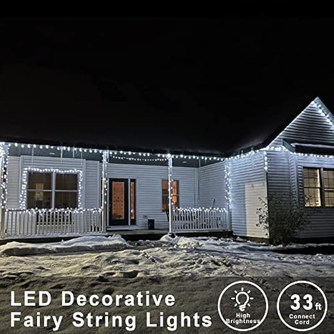 oopswow LED String Lights by White, 100LED Plug in Fairy String Lights with 8 Modes for Indoor and Outdoor Party Wedding Home Patio Lawn Garden Christmas Supplies-White