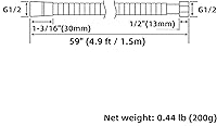 Vista 2 de APLusee - Manguera de ducha flexible de 59 pulgadas, tubo de ducha de acero inoxidable 304 con conector giratorio de latón, pieza de repuesto