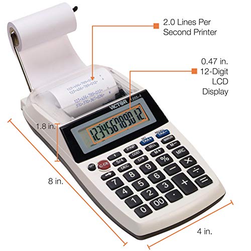 Victor 1205-4 12 Digit Portable Palm/Desktop Commercial Printing Calculator thumb #4