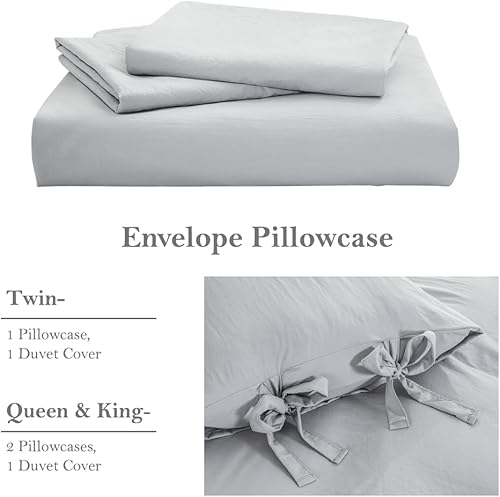 Miniatura 6 de annadaif Juego de funda de edredón gris claro Queen (90 x 90 pulgadas), 3 piezas (1 funda de edredón, 2 fundas de almohada), juego de funda de