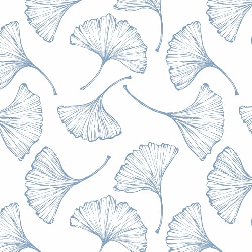 Yomshi Carta da parati autoadesiva, blu, bianco, 44 x 300 cm, fogli per mobili, carta da parati, impermeabile, in vinile, per pareti, armadi, mobili e soggiorno