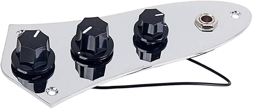 Alnicov Prewired Bass Guitar Pickup Set Plus Control Plate System, With Cap For Fd Jazz Bass J Style Bass Guitar