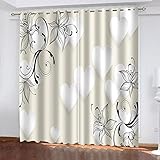 AMDXD Rideau Motif Beige, Rideau Opaque Motif de Coeur de Fleur Rideau Polyester 264x274cm