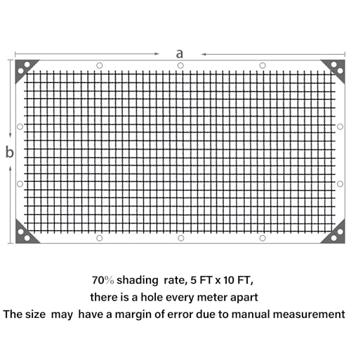 Image of winemana Black Shade Cloth 70%, 5x10 FT Mesh Tarp - Garden Shade for Greenhouse, Patio, Vegetables, Plants Cover and Chicken Coops, Sun Shade Net for Outdoor Protection with Reinforced Grommets