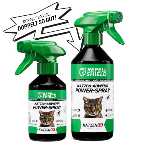 RepellShield® Natürliches Katzenabwehrspray -0.5L- Katzenschreck Spray zum Katzen vertreiben & Anti Kratz Spray Katzen mit Geraniol - Ohne Flecken & Rückstände