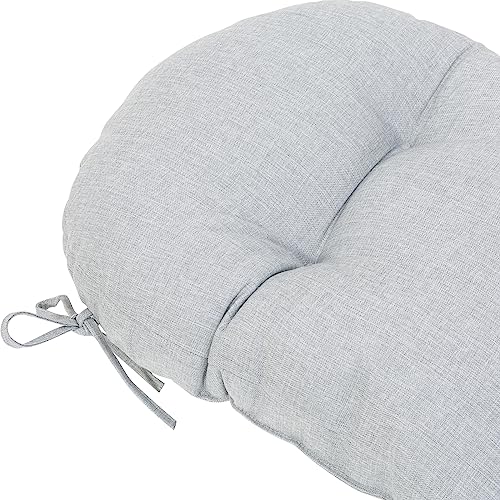 Image of QILLOWAY Tufted Outdoor Chair Cushion Set of 4, Waterproof 43x20x4 Inch Non Slip Replacement Pad for Wicker Lounge Patio Furniture, Gray, White
