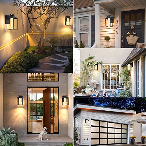 Maxvolador Outdoor Led Wall Lantern, Waterproof Wall Sconce Light Fixture With Crystal Bubble Glass, Modern Black Front Porch Lights 12W, 3000K Soft White Exterior Wall Mount Lighting For Entryway #TOP4