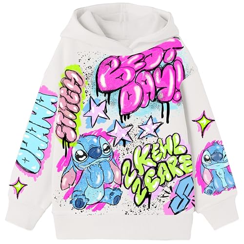 Disneys Lilo & Stitch Girls Airbrush Style Graphic Retro Pullover Hoodie - Little and Big Girls Sizes 4-16