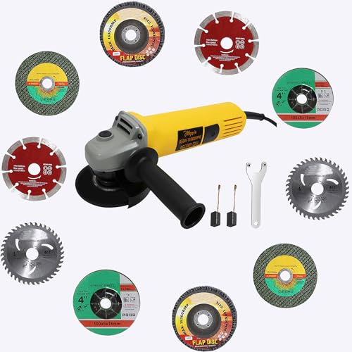 Image of Hillgrove HGCM1353M1 4 inchinch 850W 100% Copper Winding Hand Angle Grinder Wall Cutter Grinding Glender Cutting Machine with 10Pcs Wheels