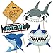 Konsait Shark Photo Booth Props(25Count), Ocean Sea Themed Jawsome Shark Party Photo Props Birthday Party Photo Booth Props for Kids Boys Party Decoration Blue Shark Zone Party Supplies