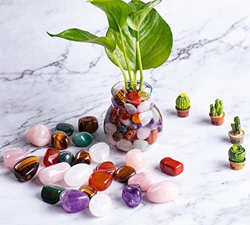 Forby 3Lb Natural Bulk Assorted Tumbled Polished Stones Crystal Set Quartz Stone Kit Real Raw Stones For Home Decoration Reiki Gifts Energy Therapy Beginners-Stone Size 30 Mm #TOP3