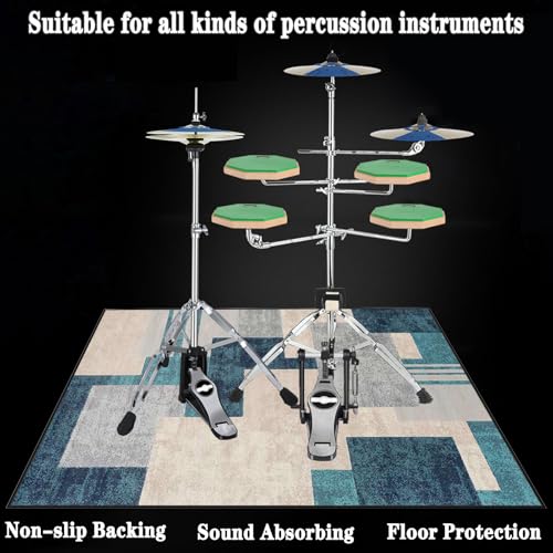 Qivstxug Tappeto Per Batteria, Tappetino Per Batteria Drum Tappeto Insonorizzato Per Batterie Elettroniche Rullante Acustica Snare Drum Grancassa Strumenti Musicali Coperta Antiscivolo 120 X 80 Cm - 4