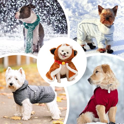 Capa navideña para gatos y perros pequeños con capucha cálida de invierno 5