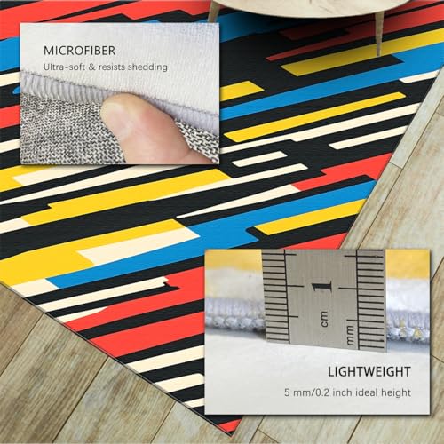 Tapis géométriques 150x240 cm multicolore à motifs rayés et dos antidérapant - 6