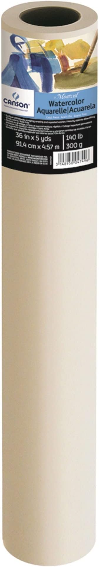 Canson Artist Series Montval Watercolor Paper, Roll, 36inx5yd (140lb/300g) - Artist Paper for Adults and Students - Watercolors, Mixed Media, Markers and Art Journaling