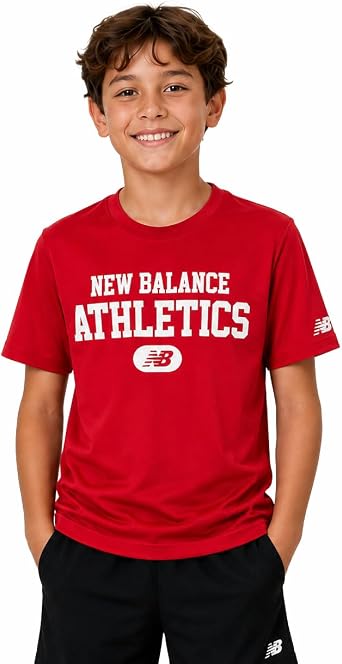 New Balance Boys Tshirt, Athletic Crew Neck Short Sleeve Workout Tee