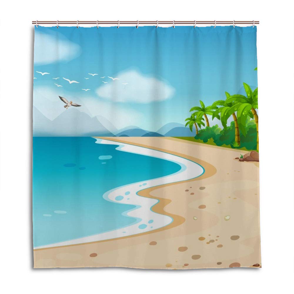 Rideau de douche moderne en polyester lavable CHEHONG 183x183cm
