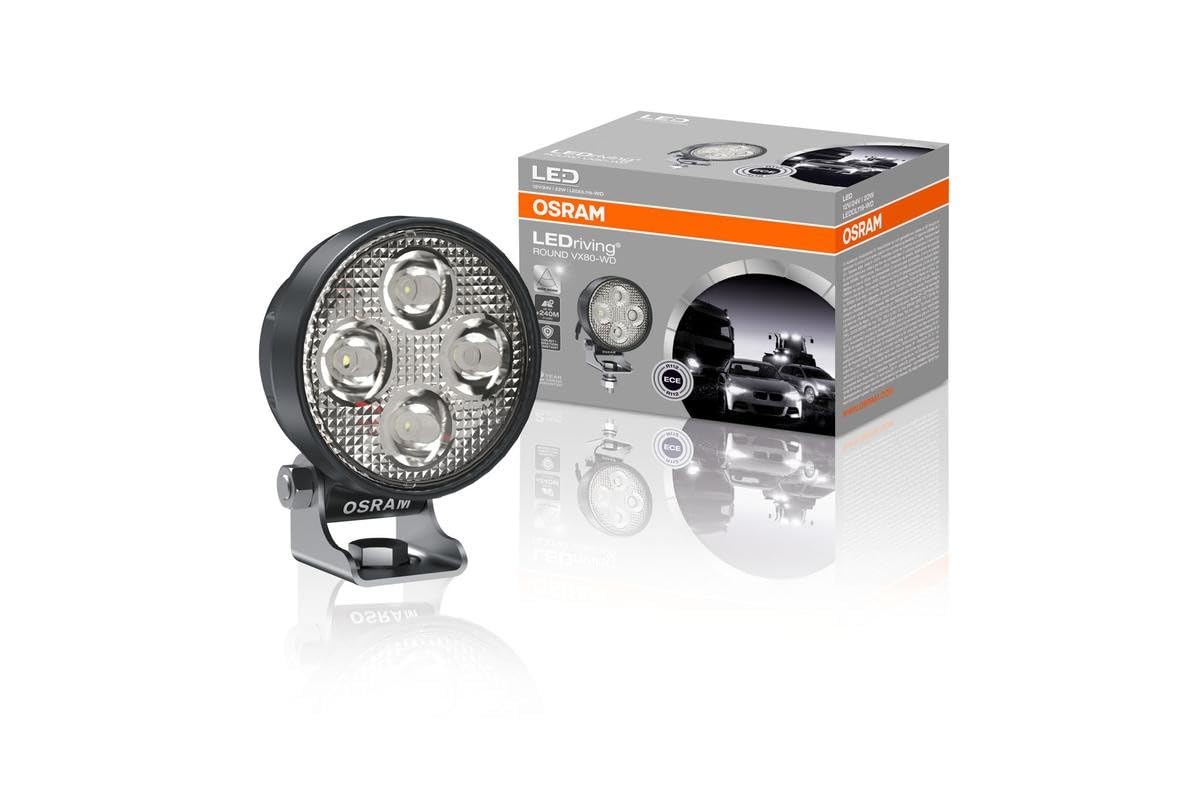 Osram ROUND VX80-​WD, phare LED pour éclairage de champ proche/​rapproché, large, 1150 lumens, faisceau lumineux jusqu'à 240 m, spot LED 12V/​24V, homologation ECE