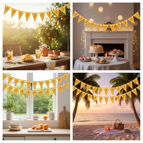 Image of Gersoniel 5 Pcs Orange Party Decorations Citrus Pennant Banner