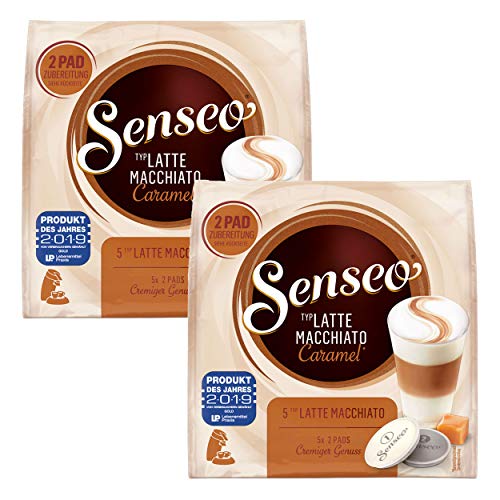 Senseo Latte Macchiato Caramel, Sabor a Caramelo, Capuchino, café, Salsa, Nuevo diseño, 20 cápsulas para 10 raciones