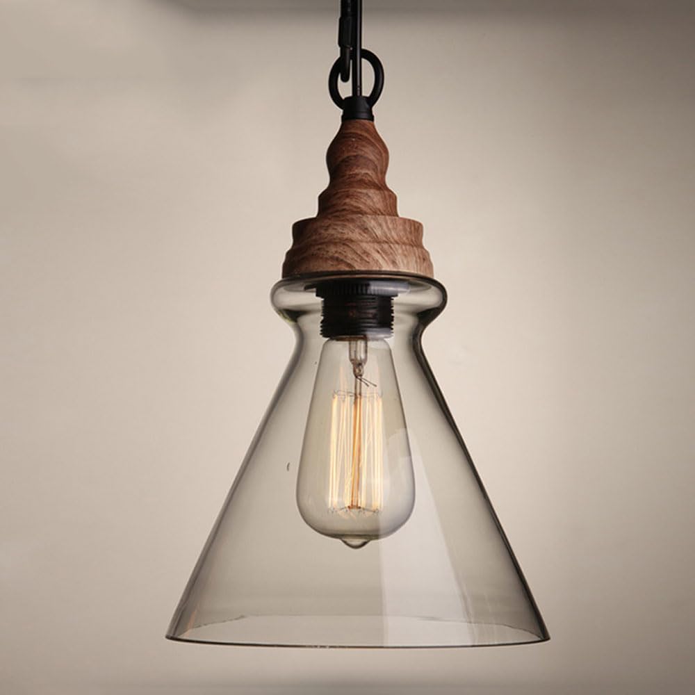 Luminaire suspendu en verre pour îlot de cuisine et chambre ambiance style ferme