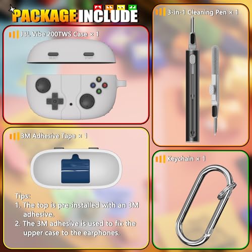 Image of for JBL Vibe 200TWS / JBL Vibe Beam Case Cover Game Console Design, Silicone Case Compatible with JBL Vibe 200TWS with Keychain with Cleaning Pen Kit - Rock Grey