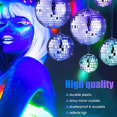Image of MTLEE 20 Pcs Disco Balls Decorations Assorted Size Party Decor Disco Ball Ornaments Mirror Mini Large Hanging with Rope for Wedding Festival Stage Prop Garden