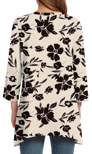 Image of OFEEFAN Tunic Tops for Women Loose Fit Dressy 3 /4 Length Sleeve Womens Tops with Asymmetrical Hem S-4XL