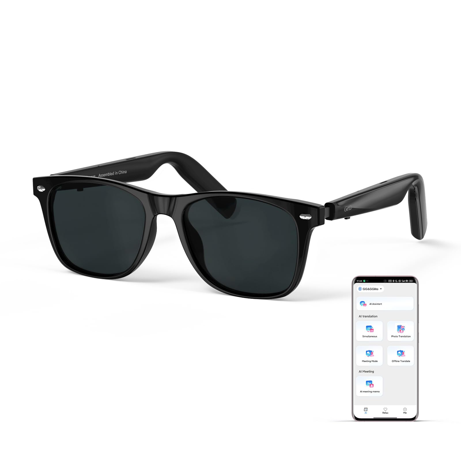 AI Glasses for Men & Women, Smart Glasses Powered by ChatGPT, AI Real-time Translation with 147 languages, 11H Music Play, Bluetooth Sunglasses with Polarized Lens, UV Protection for Daily Use, Travel
