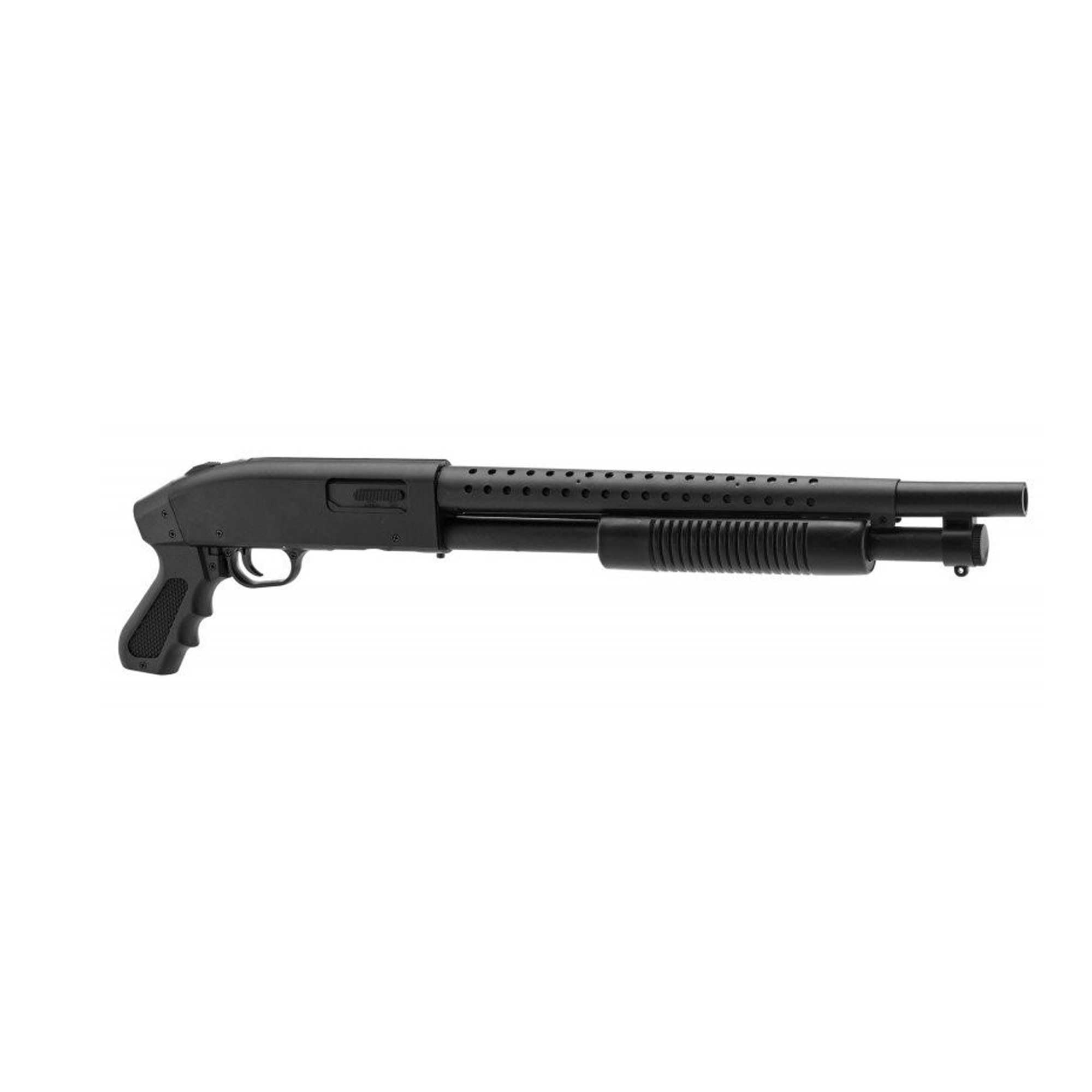 SAIGO Pistola Airsoft-Short M500 con testa lunga con molla + 600 proiettili, materiale: plastica, carica manuale, potenza: 0,5 Joule