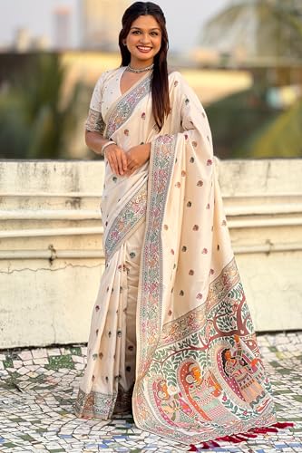 Image of SGF11 Women's Kanjivaram Pure Soft Silk Saree With Unstitched Blouse Piece