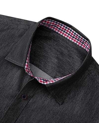 Alimens & Gentle Men's Denim Shirts Casual Button Down Long Sleeve Western Work Dress Shirts for Men4