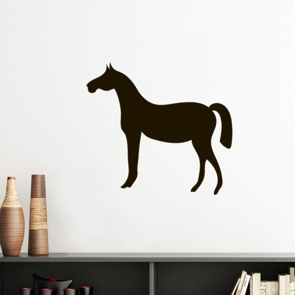 Sticker mural cheval noir orange 50cm pour décorer une chambre d'enfant