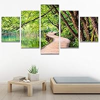 SIGNWIN 5 Panel Canvas Wall Art Modern Art Dramatic Forest Multicolor Photography Romantics Scenic for Home Decorations Ready to Hang - 60