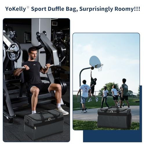 Image of Gym Bag 40L Sport Duffle Bag for Men, Dark Grey | 20x9x10 inch, Weekender, Travel