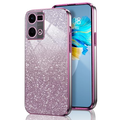 GOGME Glitter Funda para OPPO Reno 7 4G (Reno7 4G), Marco Galvanizado TPU Anti-arañazos Brillantina/Transparente Protectora Carcasa. Rosa