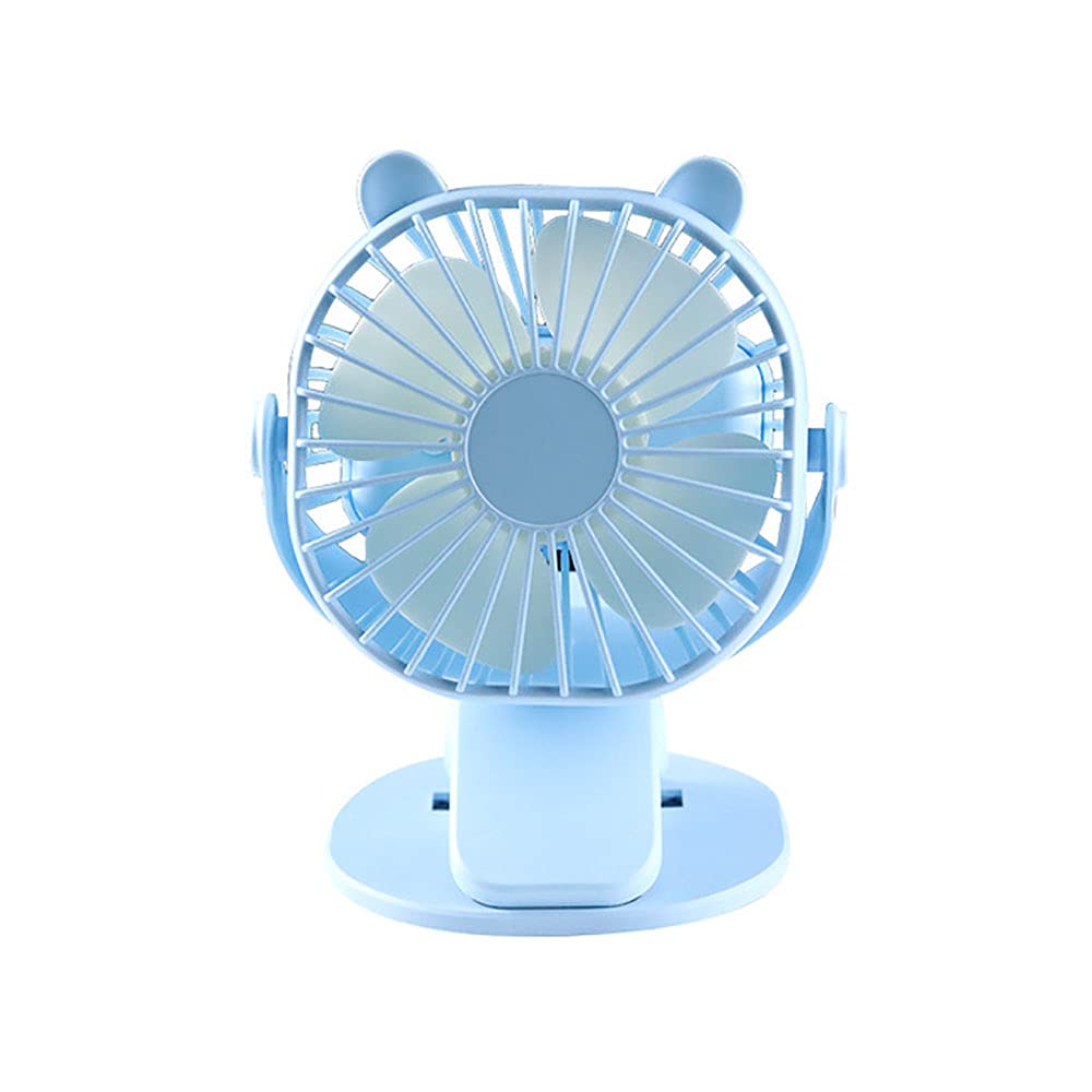 Ventilateur de bureau portable rechargeable USB bleu pour table école et camping