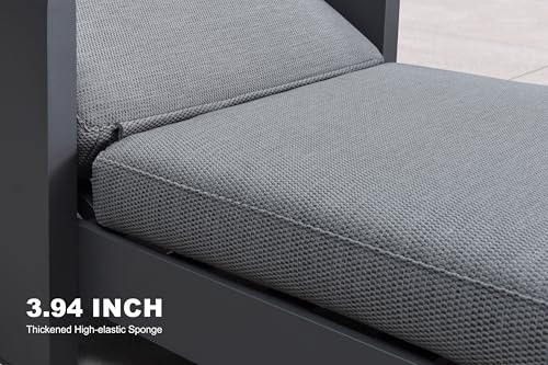 Image of PURPLE LEAF Outdoor Lounge Chair Olefin Daybeds with 3 inch Cushion Moon Basalt