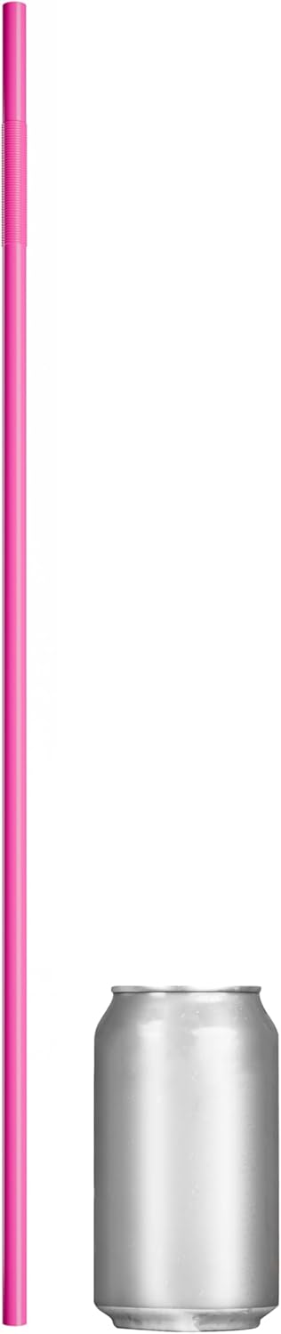 Rupert and Jeoffrey's [17 Inch] Long Flexible Straws (Pink) [200 Count] - for Oversized Party Yard Drinks
