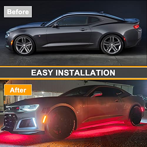 Aexploer Led Side Marker Lights Kits Compatible With Camaro 2016-2023, Smoked Lens Front Amber&Rear Red Bumper Side Marker Lamp Turn Signal Light Assembly Replacement 4Pcs #TOP3