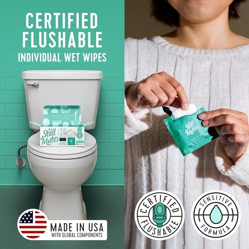 Stall Mates - Flushable Wipes, Individually Wrapped, Travel Friendly, Unscented with Cucumber, Vitamin-E & Aloe, (30 on-the-go singles) - Image 3